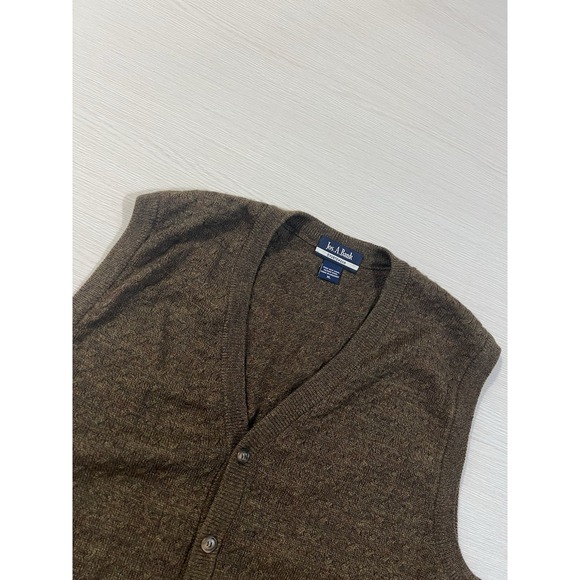 Jos. A Bank 100% Merino Wool Cardigan Sweater Vest Sleeveless Men's Size XL Brow - Picture 1 of 6